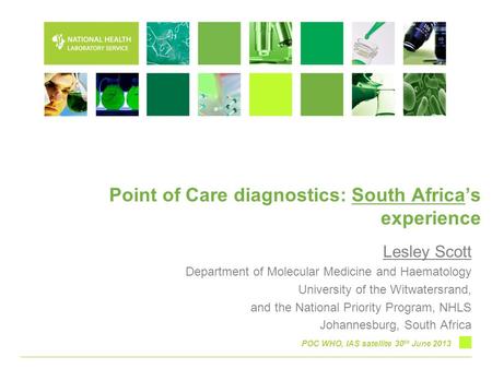 Point of Care diagnostics: South Africa’s experience