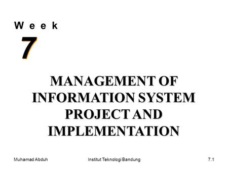 MANAGEMENT OF INFORMATION SYSTEM PROJECT AND IMPLEMENTATION