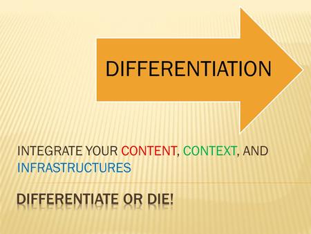 INTEGRATE YOUR CONTENT, CONTEXT, AND INFRASTRUCTURES