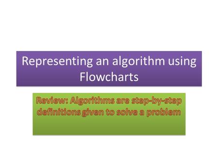 Representing an algorithm using Flowcharts