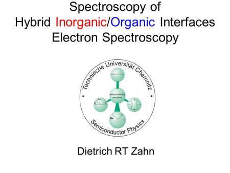 Spectroscopy of Hybrid Inorganic/Organic Interfaces Electron Spectroscopy Dietrich RT Zahn.