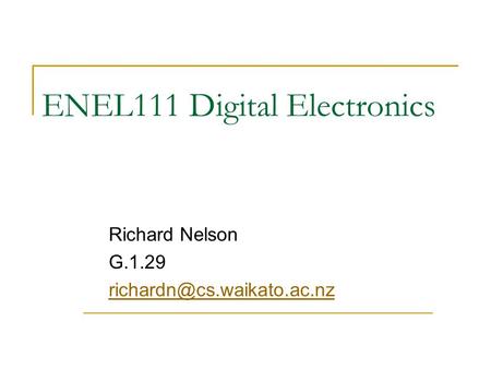 ENEL111 Digital Electronics