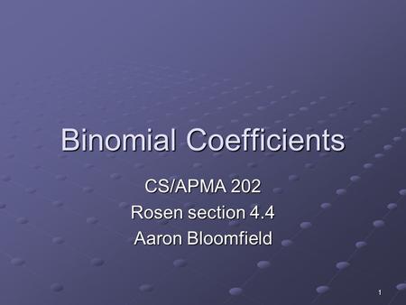 Binomial Coefficients