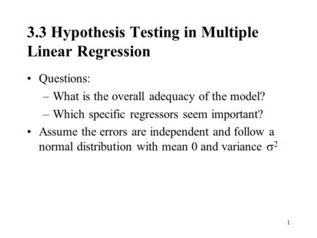 3.3 Hypothesis Testing in Multiple Linear Regression
