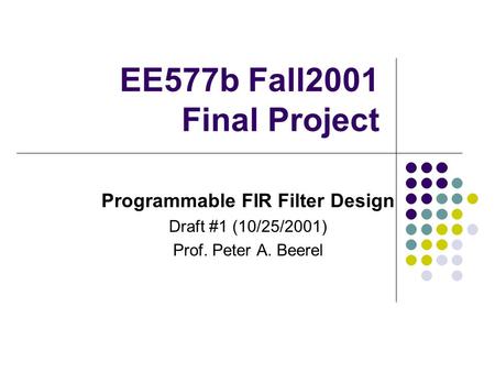 Programmable FIR Filter Design