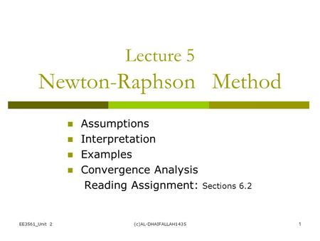 Lecture 5 Newton-Raphson Method
