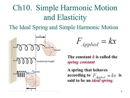 Ch10. Simple Harmonic Motion and Elasticity