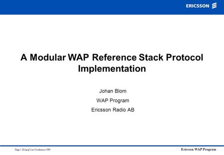 A Modular WAP Reference Stack Protocol Implementation