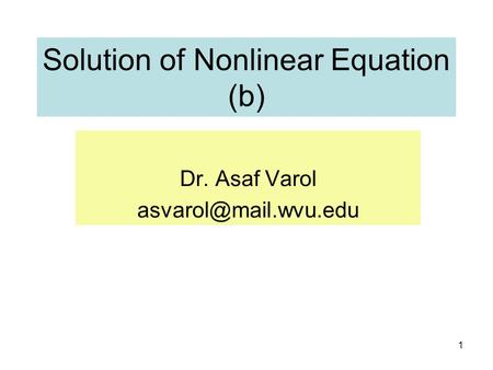 Solution of Nonlinear Equation (b)