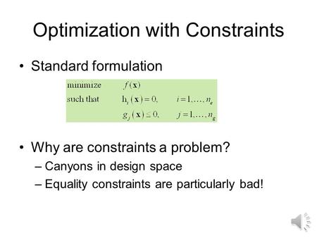 Optimization with Constraints