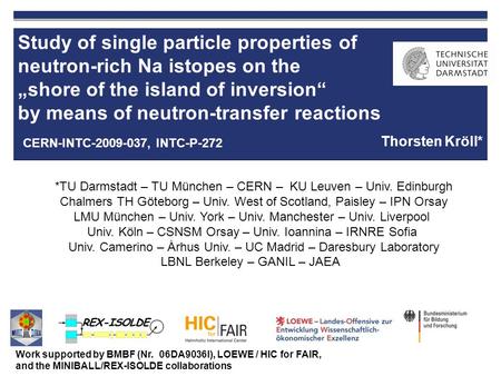 Study of single particle properties of neutron-rich Na istopes on the „shore of the island of inversion“ by means of neutron-transfer reactions Thorsten.