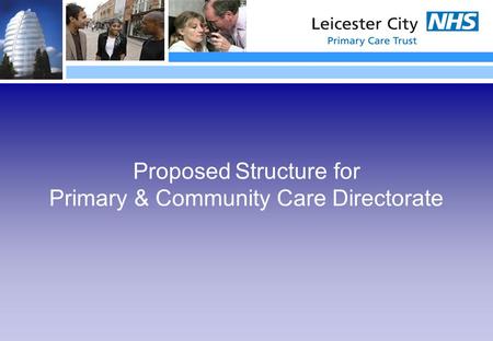 Proposed Structure for Primary & Community Care Directorate.