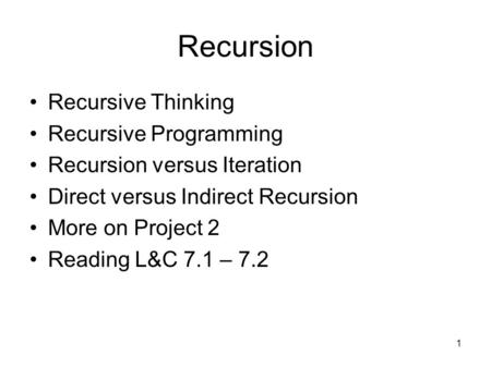 Recursion Recursive Thinking Recursive Programming