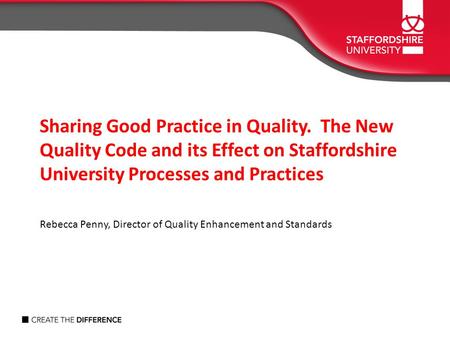 Sharing Good Practice in Quality