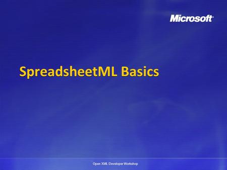 SpreadsheetML Basics.