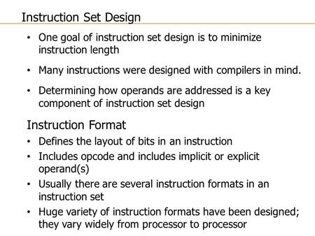 Instruction Set Design