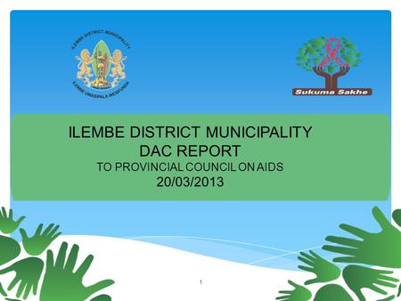 OPERATION 1 ILEMBE DISTRICT MUNICIPALITY DAC REPORT TO PROVINCIAL COUNCIL ON AIDS 20/03/2013.