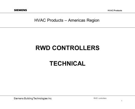 RWD CONTROLLERS TECHNICAL