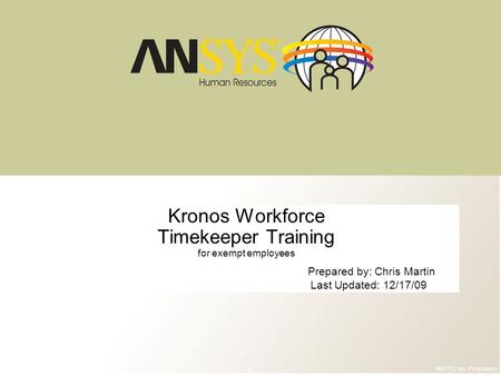 Kronos Workforce Timekeeper Training for exempt employees