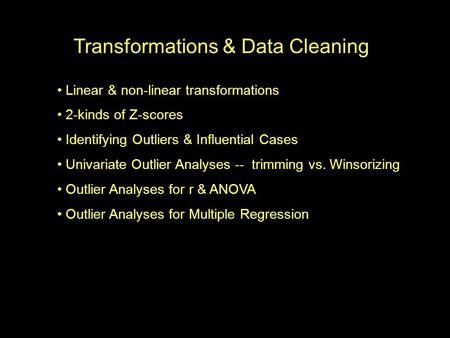 Transformations & Data Cleaning