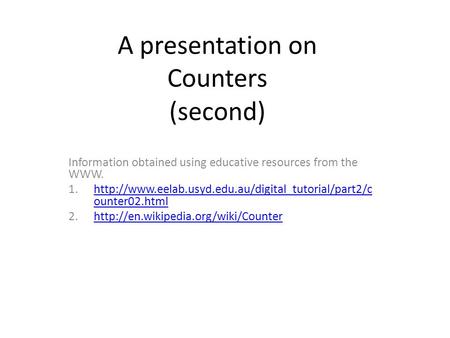 A presentation on Counters (second)