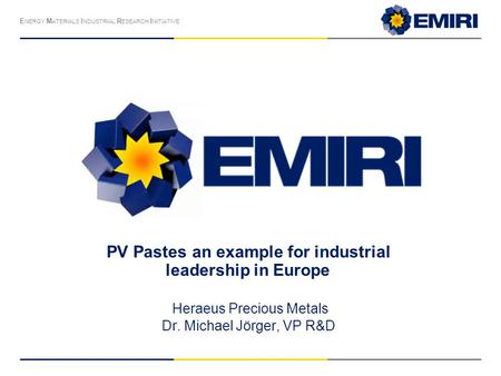 PV Pastes an example for industrial leadership in Europe
