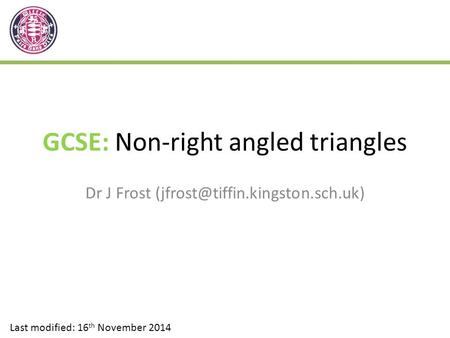 GCSE: Non-right angled triangles