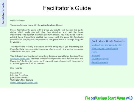 Facilitator’s Guide Facilitator’s Guide Facilitator’s Guide Contents