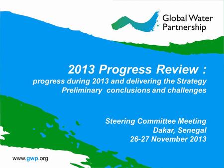 2013 Progress Review : progress during 2013 and delivering the Strategy Preliminary conclusions and challenges Steering Committee Meeting Dakar, Senegal.