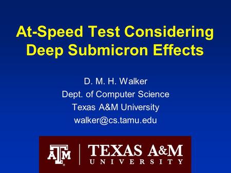 At-Speed Test Considering Deep Submicron Effects