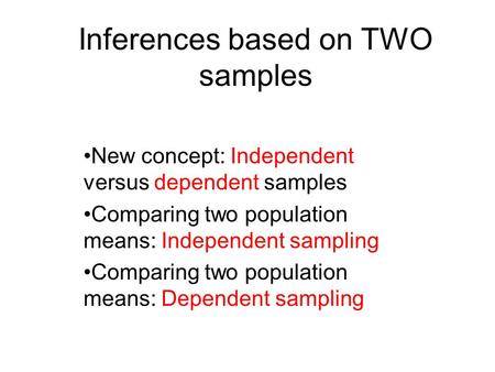 Inferences based on TWO samples