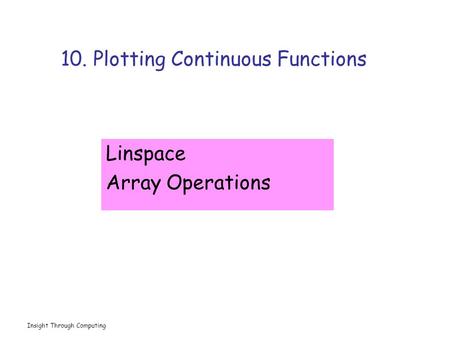 Insight Through Computing 10. Plotting Continuous Functions Linspace Array Operations.