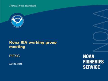 April 13, 2015 Kona IEA working group meeting PIFSC.
