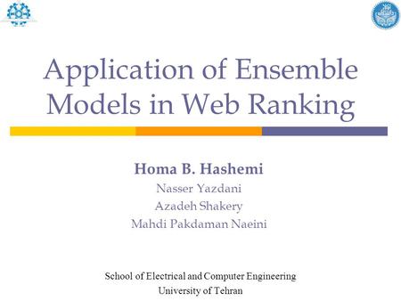 Application of Ensemble Models in Web Ranking