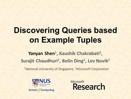 Discovering Queries based on Example Tuples