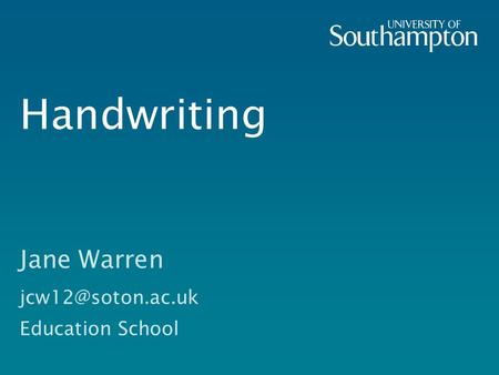 Handwriting Jane Warren Education School.
