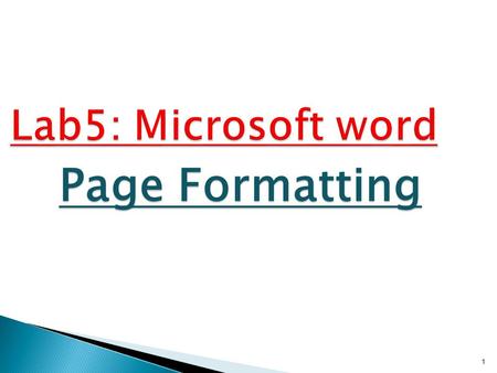 Lab5: Microsoft word Page Formatting.