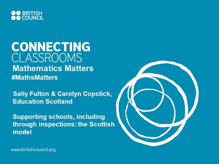 Mathematics Matters #MathsMatters Sally Fulton & Carolyn Copstick, Education Scotland Supporting schools, including through inspections: the Scottish model.