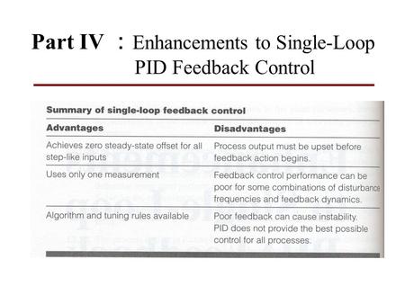 Part IV ：Enhancements to Single-Loop PID Feedback Control