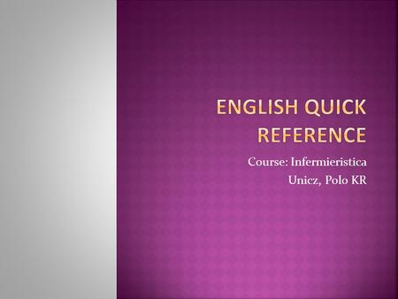 English quick reference