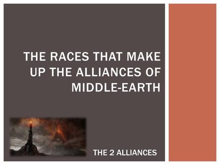 THE RACES THAT MAKE UP THE ALLIANCES OF MIDDLE-EARTH THE 2 ALLIANCES.