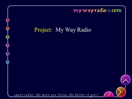 Project: My Way Radio. People are exposed to music in many ways… Movies Television Commercials “Muzak” Etc.