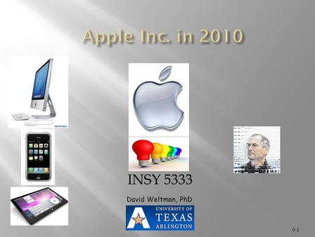 Apple Inc. in 2010 INSY 5333 David Weltman, PhD.