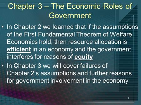 Chapter 3 – The Economic Roles of Government