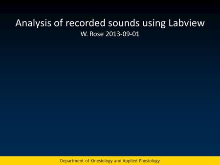 Analysis of recorded sounds using Labview