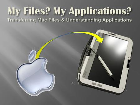 My Files? My Applications? Transferring Mac Files & Understanding Applications.