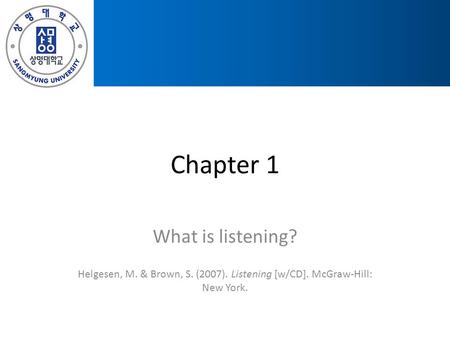 Chapter 1 What is listening?