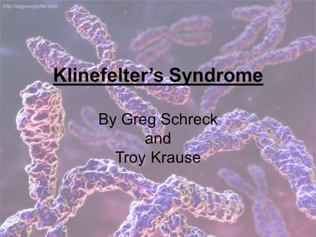 Klinefelter’s Syndrome By Greg Schreck and Troy Krause