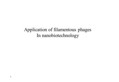 Application of filamentous phages