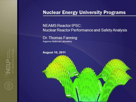 Nuclear Energy University Programs NEAMS Reactor IPSC: Nuclear Reactor Performance and Safety Analysis August 10, 2011 Dr. Thomas Fanning Argonne National.
